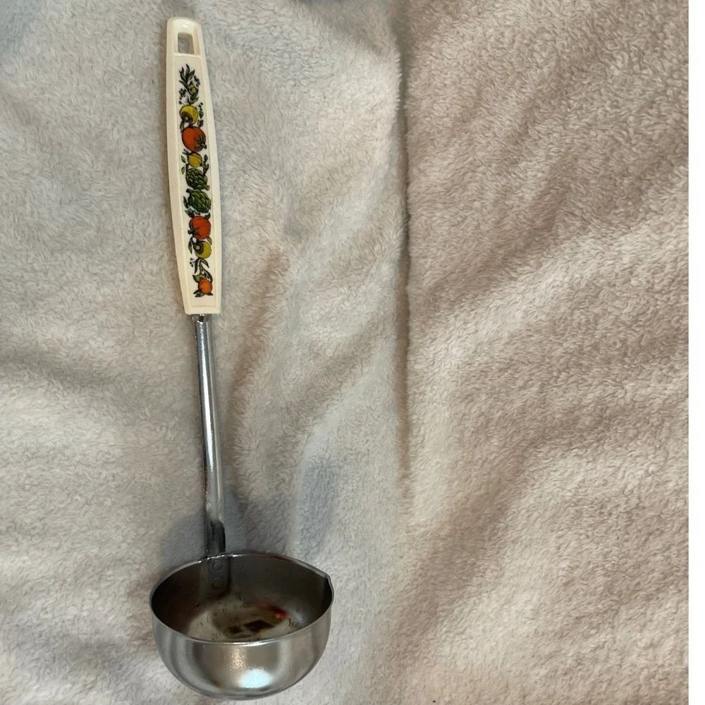 Vintage Ekco Soup Ladle Fruit Vegetable Pattern Chromium Plated Made in USA 11